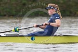 The Boat Race season 2016 - Women's Boat Race Trial Eights (OUWBC, Oxford): "Charybdis", here stroke Kate Erickson.
River Thames between Putney Bridge and Mortlake,
London SW15,

United Kingdom,
on 10 December 2015 at 12:20, image #176