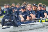 The Boat Race season 2016 - Women's Boat Race Trial Eights (OUWBC, Oxford): "Scylla", cox-Antonia Stutter, stroke-Emma Lukasiewicz, 7-Lauren Kedar, 6-Joanne Jansen, 5-Anastasia Chitty, 4-Rebecca Te Water Naude, 3-Elettra Ardissino, 2-Merel Lefferts, bow-Issy Dodds.
River Thames between Putney Bridge and Mortlake,
London SW15,

United Kingdom,
on 10 December 2015 at 12:37, image #328