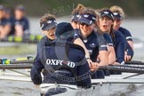 The Boat Race season 2016 - Women's Boat Race Trial Eights (OUWBC, Oxford): "Scylla", cox-Antonia Stutter, stroke-Emma Lukasiewicz, 7-Lauren Kedar, 6-Joanne Jansen, 5-Anastasia Chitty, 4-Rebecca Te Water Naude, 3-Elettra Ardissino, 2-Merel Lefferts, bow-Issy Dodds.
River Thames between Putney Bridge and Mortlake,
London SW15,

United Kingdom,
on 10 December 2015 at 12:37, image #333