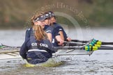 The Boat Race season 2016 - Women's Boat Race Trial Eights (OUWBC, Oxford): "Scylla", cox-Antonia Stutter, stroke-Emma Lukasiewicz, 7-Lauren Kedar, 6-Joanne Jansen, 5-Anastasia Chitty, 4-Rebecca Te Water Naude, 3-Elettra Ardissino, 2-Merel Lefferts, bow-Issy Dodds.
River Thames between Putney Bridge and Mortlake,
London SW15,

United Kingdom,
on 10 December 2015 at 12:38, image #348