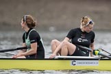 The Boat Race season 2017 - Women's Boat Race Fixture CUWBC vs Univerity of London: CUWBC's 6 - Melissa Wilson, 5 - Holy Hill before the start of the race.
River Thames between Putney Bridge and Mortlake,
London SW15,

United Kingdom,
on 19 February 2017 at 15:53, image #35