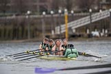 The Boat Race season 2017 - Women's Boat Race Fixture CUWBC vs Univerity of London: CUWBC ahead of UL BC by at least ome length between the Milepost and Hammersmith Bridge.
River Thames between Putney Bridge and Mortlake,
London SW15,

United Kingdom,
on 19 February 2017 at 16:07, image #92