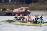 The Boat Race season 2017 - Women's Boat Race Fixture CUWBC vs Univerity of London: The CUWBC eight leading by more than one length on the approach to Hammersmith Bridge - cox - Matthew Holland, stroke - Alice White, 7 - Myriam Goudet, 6 - Melissa Wilson, 5 - Holy Hill, 4 - Imogen Grant, 3 - Ashton Brown, 2 - Kirsten Van Fosen, bow - Claire Lambe.
River Thames between Putney Bridge and Mortlake,
London SW15,

United Kingdom,
on 19 February 2017 at 16:09, image #99