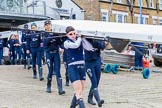 The Cancer Research UK Boat Race season 2017 - Women's Boat Race Fixture OUWBC vs Molesey BC: OUWBC carrying their boat from the boathouse to the river, in front bow Alice Roberts, behind her 3 seat Rebecca Te Water Naudé.
River Thames between Putney Bridge and Mortlake,
London SW15,

United Kingdom,
on 19 March 2017 at 15:17, image #3