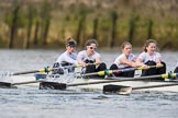 The Cancer Research UK Boat Race season 2017 - Women's Boat Race Fixture OUWBC vs Molesey BC: The Molesey boat, here bow Emma McDonald, 2 Caitlin Boyland, 3 Lucy Primmer, 4 Claire McKeown.
River Thames between Putney Bridge and Mortlake,
London SW15,

United Kingdom,
on 19 March 2017 at 16:06, image #94