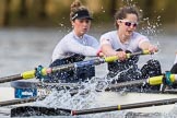 The Cancer Research UK Boat Race season 2017 - Women's Boat Race Fixture OUWBC vs Molesey BC: The Molesey boat, here bow Emma McDonald, 2 Caitlin Boyland.
River Thames between Putney Bridge and Mortlake,
London SW15,

United Kingdom,
on 19 March 2017 at 16:06, image #95