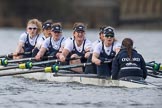 The Cancer Research UK Boat Race season 2017 - Women's Boat Race Fixture OUWBC vs Molesey BC: The OUWBC boat - bow Alice Roberts, 2 Beth Bridgman, 3 Rebecca Te Water Naude, 4 Rebecca Esselstein, 5 Chloe Laverack, 6 Harriet Austin, 7 Jenna Hebert, stroke Emily Cameron, cox Eleanor Shearer.
River Thames between Putney Bridge and Mortlake,
London SW15,

United Kingdom,
on 19 March 2017 at 16:06, image #98