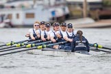 The Cancer Research UK Boat Race season 2017 - Women's Boat Race Fixture OUWBC vs Molesey BC: The OUWBC boat - bow Alice Roberts, 2 Beth Bridgman, 3 Rebecca Te Water Naude, 4 Rebecca Esselstein, 5 Chloe Laverack, 6 Harriet Austin, 7 Jenna Hebert, stroke Emily Cameron, cox Eleanor Shearer.
River Thames between Putney Bridge and Mortlake,
London SW15,

United Kingdom,
on 19 March 2017 at 16:07, image #102