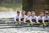 The Cancer Research UK Boat Race season 2017 - Women's Boat Race Fixture OUWBC vs Molesey BC: Molesey at Barnes Railway Bridge - bow Emma McDonald, 2 Caitlin Boyland, 3 Lucy Primmer, 4 Claire McKeown, 5 Katie Bartlett, 6 Elo Luik.
River Thames between Putney Bridge and Mortlake,
London SW15,

United Kingdom,
on 19 March 2017 at 16:22, image #138