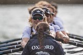 The Cancer Research UK Boat Race season 2017 - Women's Boat Race Fixture OUWBC vs Molesey BC: The OUWBC boat seen from behind - bow Alice Roberts, 2 Beth Bridgman, 3 Rebecca Te Water Naude, 4 Rebecca Esselstein, 5 Chloe Laverack, 6 Harriet Austin, 7 Jenna Hebert, stroke Emily Cameron, cox Eleanor Shearer.
River Thames between Putney Bridge and Mortlake,
London SW15,

United Kingdom,
on 19 March 2017 at 16:22, image #142