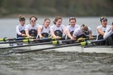 The Cancer Research UK Boat Race season 2017 - Women's Boat Race Fixture OUWBC vs Molesey BC: Victory for Molesey - bow Emma McDonald, 2 Caitlin Boyland, 3 Lucy Primmer, 4 Claire McKeown, 5 Katie Bartlett, 6 Elo Luik, 7 Gabriella Rodriguez, stroke Ruth Whyman, cox Anna Corderoy.
River Thames between Putney Bridge and Mortlake,
London SW15,

United Kingdom,
on 19 March 2017 at 16:26, image #165