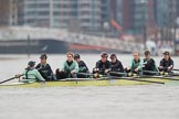 The Boat Race season 2018 - Women's Boat Race Trial Eights (CUWBC, Cambridge): Wingardium Leviosa with Cox-Sophie Wrixon, stroke-Imogen Grant, 7-Myriam Goudet-Boukhatmi, 6-Larkin Sayre, 5-Tricia Smith, 4-Emma Andrews, 3-Pippa Darkin, 2-Sarah Carlotti, bow-Lucy Pike.
River Thames between Putney Bridge and Mortlake,
London SW15,

United Kingdom,
on 05 December 2017 at 12:26, image #31