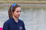 The Boat Race season 2017 -  The Cancer Research Women's Boat Race: OUWBC cox Eleanor Shearer on the way to the toss for the Women's Boat Race.
River Thames between Putney Bridge and Mortlake,
London SW15,

United Kingdom,
on 02 April 2017 at 14:39, image #18