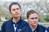 The Boat Race season 2017 -  The Cancer Research Women's Boat Race: OUWBC's 3 seat, Rebecca Te Water Naudé, and 4 seat Rebecca Esselstein, at the toss for the Women's Boat Race.
River Thames between Putney Bridge and Mortlake,
London SW15,

United Kingdom,
on 02 April 2017 at 14:40, image #23