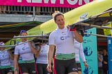 The Boat Race season 2017 -  The Cancer Research Women's Boat Race: CUWBC carrying the Cambridge boat from the boat house to the river, in front stroke Melissa Wilson.
River Thames between Putney Bridge and Mortlake,
London SW15,

United Kingdom,
on 02 April 2017 at 15:47, image #52