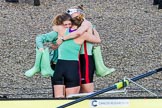 The Boat Race season 2017 -  The Cancer Research Women's Boat Race: CUWBC acelebrating after having won the Women's Boat Race.
River Thames between Putney Bridge and Mortlake,
London SW15,

United Kingdom,
on 02 April 2017 at 16:58, image #199