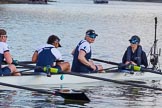 The Boat Race season 2017 -  The Cancer Research Women's Boat Race: OUWBC at the finish line, here 6 Harriet Austin, 7 Jenna Hebert, stroke Emily Cameron, cox Eleanor Shearer.
River Thames between Putney Bridge and Mortlake,
London SW15,

United Kingdom,
on 02 April 2017 at 16:58, image #204