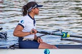 The Boat Race season 2017 -  The Cancer Research Women's Boat Race: OUWBC at the finish line, here 7 seat Jenna Hebert.
River Thames between Putney Bridge and Mortlake,
London SW15,

United Kingdom,
on 02 April 2017 at 16:59, image #205