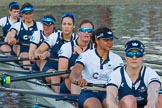 The Boat Race season 2017 -  The Cancer Research Women's Boat Race: OUWBC at the finish line, here Bow Alice Roberts, 2 Flo Pickles, 3 Rebecca Te Water Naudé, 4 Rebecca Esselstein, 5 Chloe Laverack, 6 Harriet Austin, 7 Jenna Hebert, stroke Emily Cameron.
River Thames between Putney Bridge and Mortlake,
London SW15,

United Kingdom,
on 02 April 2017 at 16:59, image #207