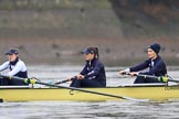 The Boat Race season 2018 - Women's Boat Race Trial Eights (OUWBC, Oxford): Before the race in the rain:  "Coursing River" with 3 Stefanie Zekoll, 2 Rachel Anderson, bow Sarah Payne-Riches.
River Thames between Putney Bridge and Mortlake,
London SW15,

United Kingdom,
on 21 January 2018 at 14:20, image #31