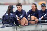 The Boat Race season 2018 - Women's Boat Race Trial Eights (OUWBC, Oxford): "Great Typhoon" seconds after the race has been started - cox Jessica Buck, stroke Alice Roberts,  7 Abigail Killen, 6 Sara Kushma.
River Thames between Putney Bridge and Mortlake,
London SW15,

United Kingdom,
on 21 January 2018 at 14:28, image #62