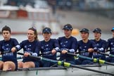 The Boat Race season 2018 - Women's Boat Race Trial Eights (OUWBC, Oxford): "Great Typhoon" seconds after the race has been started - stroke Alice Roberts,  7 Abigail Killen, 6 Sara Kushma, 5 Olivia Pryer, 4 Linda Van Bijsterveldt, 3 Madeline Goss, 2 Laura Depner.
River Thames between Putney Bridge and Mortlake,
London SW15,

United Kingdom,
on 21 January 2018 at 14:28, image #61