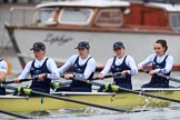 The Boat Race season 2018 - Women's Boat Race Trial Eights (OUWBC, Oxford): "Coursing River" - 4 Anna Murgatroyd, 3 Stefanie Zekoll, 2 Rachel Anderson, bow Sarah Payne-Riches.
River Thames between Putney Bridge and Mortlake,
London SW15,

United Kingdom,
on 21 January 2018 at 14:28, image #64