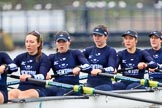 The Boat Race season 2018 - Women's Boat Race Trial Eights (OUWBC, Oxford): "Great Typhoon" passing the boat houses on Putney Embankment - 7 Abigail Killen, 6 Sara Kushma, 5 Olivia Pryer, 4 Linda Van Bijsterveldt, 3 Madeline Goss.
River Thames between Putney Bridge and Mortlake,
London SW15,

United Kingdom,
on 21 January 2018 at 14:29, image #71