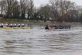 The Boat Race season 2018 - Women's Boat Race Trial Eights (OUWBC, Oxford): "Coursing River" and "Great Typhoon" after passing the boat houses on Putney Embankment.
River Thames between Putney Bridge and Mortlake,
London SW15,

United Kingdom,
on 21 January 2018 at 14:30, image #75