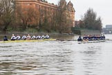 The Boat Race season 2018 - Women's Boat Race Trial Eights (OUWBC, Oxford): "Coursing River" and "Great Typhoon" near the Harrods Depository.
River Thames between Putney Bridge and Mortlake,
London SW15,

United Kingdom,
on 21 January 2018 at 14:33, image #85