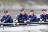 The Boat Race season 2018 - Women's Boat Race Trial Eights (OUWBC, Oxford): "Great Typhoon" near the Mile Post - 6 Sara Kushma, 5 Olivia Pryer, 4 Linda Van Bijsterveldt, 3 Madeline Goss.
River Thames between Putney Bridge and Mortlake,
London SW15,

United Kingdom,
on 21 January 2018 at 14:33, image #88