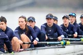 The Boat Race season 2018 - Women's Boat Race Trial Eights (OUWBC, Oxford): "Great Typhoon" passing Hammersmith Bridge - cox Jessica Buck, stroke Alice Roberts,  7 Abigail Killen, 6 Sara Kushma, 5 Olivia Pryer, 4 Linda Van Bijsterveldt, 3 Madeline Goss, 2 Laura Depner, bow Matilda Edwards.
River Thames between Putney Bridge and Mortlake,
London SW15,

United Kingdom,
on 21 January 2018 at 14:35, image #101