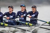 The Boat Race season 2018 - Women's Boat Race Trial Eights (OUWBC, Oxford): "Great Typhoon" - 3 Madeline Goss, 2 Laura Depner, bow Matilda Edwards.
River Thames between Putney Bridge and Mortlake,
London SW15,

United Kingdom,
on 21 January 2018 at 14:38, image #123