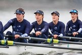 The Boat Race season 2018 - Women's Boat Race Trial Eights (OUWBC, Oxford): "Great Typhoon" - 5 Olivia Pryer, 4 Linda Van Bijsterveldt, 3 Madeline Goss, 2 Laura Depner.
River Thames between Putney Bridge and Mortlake,
London SW15,

United Kingdom,
on 21 January 2018 at 14:38, image #124