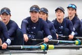 The Boat Race season 2018 - Women's Boat Race Trial Eights (OUWBC, Oxford): "Great Typhoon"  approaching Chiswick Pier - here 6 Sara Kushma, 5 Olivia Pryer, 4 Linda Van Bijsterveldt, 3 Madeline Goss, 2 Laura Depner.
River Thames between Putney Bridge and Mortlake,
London SW15,

United Kingdom,
on 21 January 2018 at 14:39, image #136