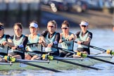 The Women's Boat Race season 2018 - fixture CUWBC vs. ULBC: The race has been started - CUWBC with 6 Anne Beenken, 5 Thea Zabell, 4 Paula Wesselmann, 3 Alice White, 2 Myriam Goudet-Boukhatmi, bow Olivia Coffey.
River Thames between Putney Bridge and Mortlake,
London SW15,

United Kingdom,
on 17 February 2018 at 13:09, image #38