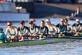 The Women's Boat Race season 2018 - fixture CUWBC vs. ULBC: The race has been started - OUWBC with cox Sophie Shapter, stroke Tricia Smith, 7 Imogen Grant, 6 Anne Beenken, 5 Thea Zabell, 4 Paula Wesselmann, 3 Alice White, 2 Myriam Goudet-Boukhatmi, bow Olivia Coffey.
River Thames between Putney Bridge and Mortlake,
London SW15,

United Kingdom,
on 17 February 2018 at 13:09, image #46