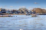 The Women's Boat Race season 2018 - fixture CUWBC vs. ULBC: CUWBC, on the right, ahead of ULBC at the Putney boat houses.
River Thames between Putney Bridge and Mortlake,
London SW15,

United Kingdom,
on 17 February 2018 at 13:10, image #50