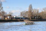 The Women's Boat Race season 2018 - fixture CUWBC vs. ULBC: The CUWBC Eight at Barn Elm Boathouse, now with a lead of over a length.
River Thames between Putney Bridge and Mortlake,
London SW15,

United Kingdom,
on 17 February 2018 at 13:11, image #64