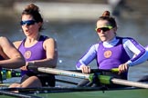 The Women's Boat Race season 2018 - fixture CUWBC vs. ULBC: The ULBC Eight, here 3 Fionnuala Gannon, 2 Robyn Hart-Winks.
River Thames between Putney Bridge and Mortlake,
London SW15,

United Kingdom,
on 17 February 2018 at 13:12, image #67