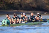 The Women's Boat Race season 2018 - fixture CUWBC vs. ULBC: CUWBC extending their lead - cox Sophie Shapter, stroke Tricia Smith, 7 Imogen Grant, 6 Anne Beenken, 5 Thea Zabell, 4 Paula Wesselmann, 3 Alice White, 2 Myriam Goudet-Boukhatmi, bow Olivia Coffey.
River Thames between Putney Bridge and Mortlake,
London SW15,

United Kingdom,
on 17 February 2018 at 13:12, image #71