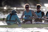 The Women's Boat Race season 2018 - fixture CUWBC vs. ULBC: The start to the second part of the race, here the CUWBC Eight with cox Sophie Shapter, stroke Tricia Smith, 7 Imogen Grant.
River Thames between Putney Bridge and Mortlake,
London SW15,

United Kingdom,
on 17 February 2018 at 13:27, image #106