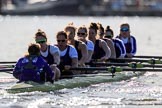 The Women's Boat Race season 2018 - fixture CUWBC vs. ULBC: The ULBC Eight - cox Lauren Holland, stroke Issy Powel, 7 Jordan Cole-Huissan, 6 Oonagh Cousins, 5 Hannah Roberts, 4 Katherine Barnhill, 3 Fionnuala Gannon, 2 Robyn Hart-Winks, bow Ally French.
River Thames between Putney Bridge and Mortlake,
London SW15,

United Kingdom,
on 17 February 2018 at 13:27, image #109