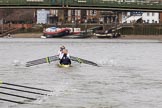 The Women's Boat Race season 2018 - fixture OUWBC vs. Molesey BC: OUWBC in the lead on the approach to Hammersmith Bridge.
River Thames between Putney Bridge and Mortlake,
London SW15,

United Kingdom,
on 04 March 2018 at 13:51, image #84