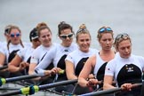 The Women's Boat Race season 2018 - fixture OUWBC vs. Molesey BC: An exhausted Molesey crew after the race: Bow Emma Boyns, 2 Lucy Primmer, 3 Gabby Rodriguez, 4 Claire McKeown, 5 Ruth Whyman, 6 Molly Harding, 7 Emma McDonald, stroke Katie Bartlett.
River Thames between Putney Bridge and Mortlake,
London SW15,

United Kingdom,
on 04 March 2018 at 13:56, image #90