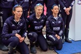 The Cancer Research UK Women's Boat Race 2018: The Oxford Blue Boat crew after the toss -  7 seat Abigail Killen, stroke Beth Bridgman, and cox Jessica Buck.
River Thames between Putney Bridge and Mortlake,
London SW15,

United Kingdom,
on 24 March 2018 at 14:42, image #56