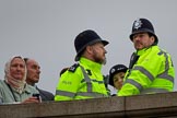 The Cancer Research UK Women's Boat Race 2018: Spectators on Hammersmith Bridge, waiting for the start of the Women's Boat Race.
River Thames between Putney Bridge and Mortlake,
London SW15,

United Kingdom,
on 24 March 2018 at 16:22, image #151