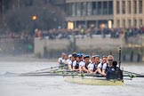 The Cancer Research UK Women's Boat Race 2018: The Cambridge women are getting further ahead on the way to Hammersmith Bridge. In the Oxforf boat Bow Renée Koolschijn, 2 Katherine Erickson, 3 Juliette Perry, 4 Alice Roberts, 5 Morgan McGovern, 6 Sara Kushma, 7 Abigail Killen, stroke Beth Bridgman, cox Jessica Buck.
River Thames between Putney Bridge and Mortlake,
London SW15,

United Kingdom,
on 24 March 2018 at 16:37, image #181