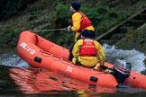 The Cancer Research UK Women's Boat Race 2018: An RNLI lifeboat riding the waves created by the flotilla of boats following the race.
River Thames between Putney Bridge and Mortlake,
London SW15,

United Kingdom,
on 24 March 2018 at 16:41, image #186