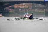 The Cancer Research UK Women's Boat Race 2018: Near Barnes Bridge, the Cambridge boat, just visible on the left, is getting further ahead. In the Oxford boat bow Renée Koolschijn, 2 Katherine Erickson, 3 Juliette Perry, 4 Alice Roberts, 5 Morgan McGovern, 6 Sara Kushma, 7 Abigail Killen, stroke Beth Bridgman, cox Jessica Buck.
River Thames between Putney Bridge and Mortlake,
London SW15,

United Kingdom,
on 24 March 2018 at 16:46, image #192